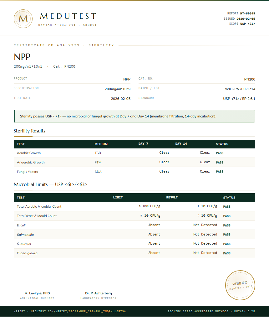 NPP Sterility report by Medutest